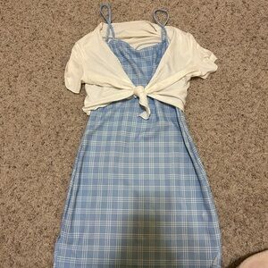 SHEIN Blue Plaid and White Women’s Maxi Dress